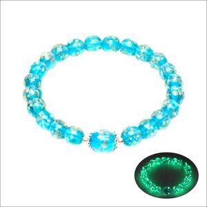 Glass Beaded Stretch Bracelet with Luminous Glow for Women